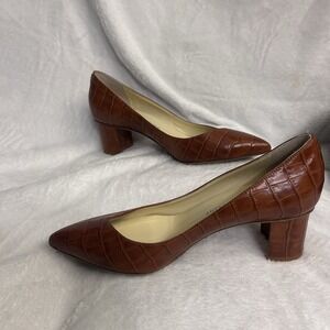Sarah Flint Perfect Emma Brown Leather Croc Heels EU 37 US 7 Luxury Italian